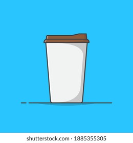 Disposable Coffee Cup Vector Icon Illustration. Paper Coffee Cup Flat Icon. Coffee Icon
