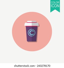 Disposable coffee cup vector icon. Flat design
