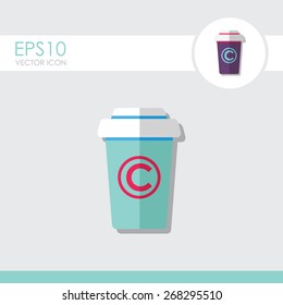 Disposable coffee cup vector icon. Flat design