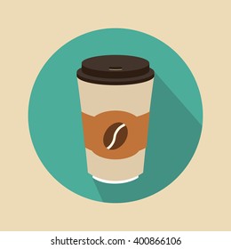 Disposable coffee cup Vector. Icon for web and mobile application. Flat design style.
