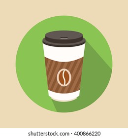 Disposable coffee cup Vector. Icon for web and mobile application. Flat design style.