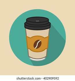 Disposable coffee cup Vector. Icon for web and mobile application. Flat design style.