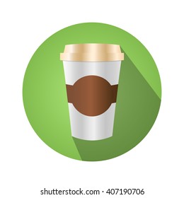 Disposable coffee cup vector. Icon for web and mobile application. Flat design style.