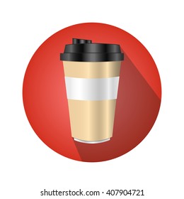 Disposable coffee cup vector. Icon for web and mobile application. Flat design style.