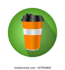 Disposable coffee cup vector. Icon for web and mobile application. Flat design style.