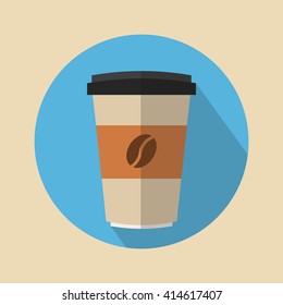 Disposable coffee cup vector. Icon for web and mobile application. Flat design style.