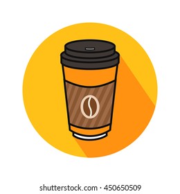 Disposable coffee cup vector. Icon for web and mobile application. Flat design style.