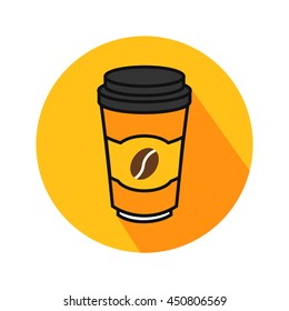 Disposable coffee cup vector. Icon for web and mobile application. Flat design style.