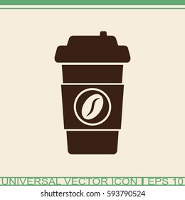 Disposable coffee cup vector icon.