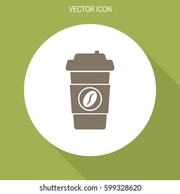 Disposable coffee cup vector icon.