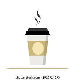 Disposable Coffee Cup Vector. Illustration With Flat Design.