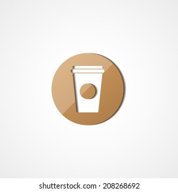 Disposable coffee cup web icon on white background