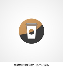 Disposable coffee cup web icon on white background