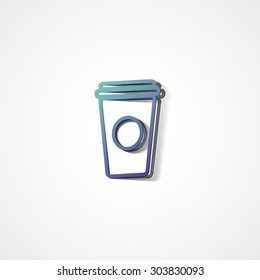Disposable coffee cup web icon on white background