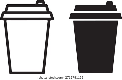 Einweg-Kaffeetassen mit Deckeln einzeln auf weißem Hintergrund, Vektorgrafik, Illustration