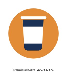 disposable coffee mug with brown circle vector icon illustration