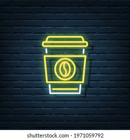 Disposable Coffee Neon Sign Vector Elements