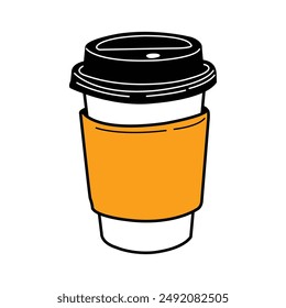 Disposable coffee paper cup icon isolated on white background.