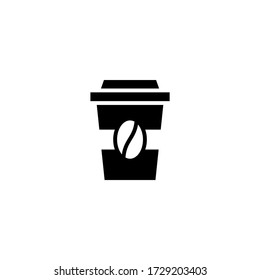 Disposable coffee paper cup vector icon in black solid flat design icon isolated on white background