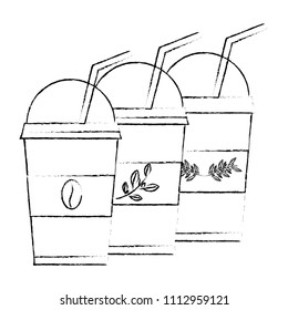 disposable coffee and tea cups and straws drink