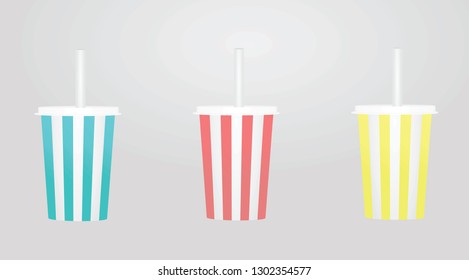 Disposable colorful cups set. vector illustration