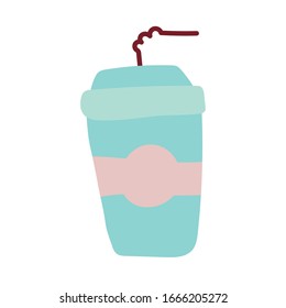disposable cup for beverages with straw on white background vector illustration design