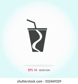 Disposable cup for beverages vector icon.