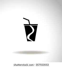 Disposable cup for beverages vector icon.