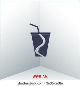 Disposable cup for beverages vector icon.