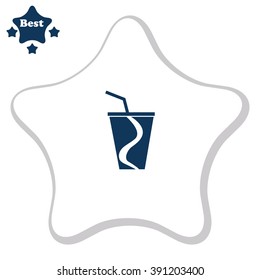 Disposable cup for beverages vector icon.