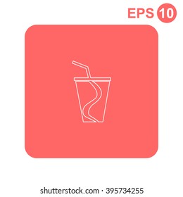 Disposable cup for beverages vector icon.