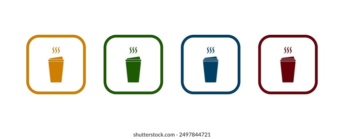 Taza de café desechable. icono de café en diseño de diferentes colores.