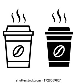 Disposable Cup. Coffee Icon Vector Set. Caffeine Sign. Hot Drink Symbol.