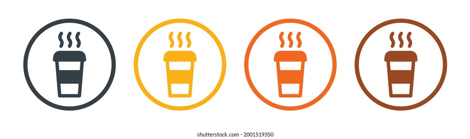 Disposable cup of coffee, vector icons set