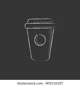 Disposable cup. Drawn in chalk icon.