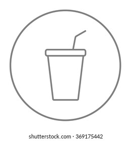 Disposable Cup With Drinking Straw Line Icon.