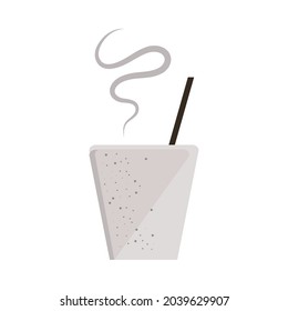 taza desechable caliente con icono aislado de paja