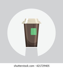 Disposable cup with lid tea. Icon cup isolated white background.