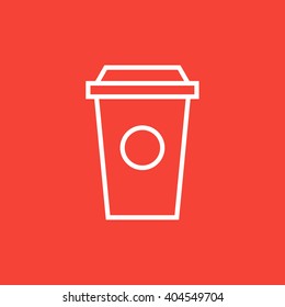 Icono de línea de taza desechable.
