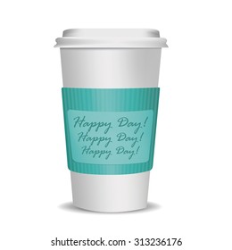 disposable cup with message on cardboard