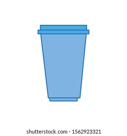 disposable cup plastic fill icon blue vector illustration