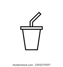 Símbolo sencillo de esquema de la copa desechable para sitios Web. Adecuado para libros, tiendas, tiendas. Actrazo editable con un estilo de contorno minimalista. Símbolo de diseño 
