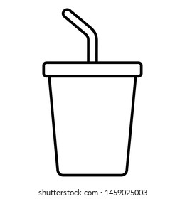 disposable cup soda with straw on white background vector illustration