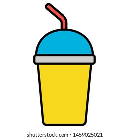 disposable cup soda with straw on white background vector illustration