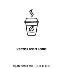 Disposable cup with steas of hotness popping out, making coffee icon
