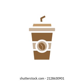 Disposable cup with steas of hotness popping out, making coffee icon
