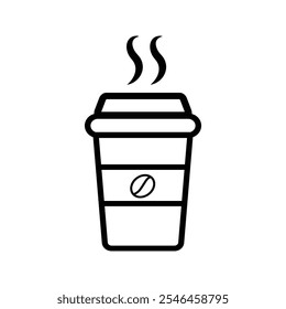 Disposable cup with steas of hotness popping out, making coffee icon.