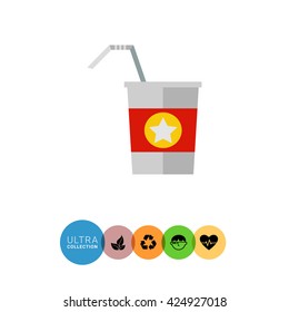 Disposable cup with straw
