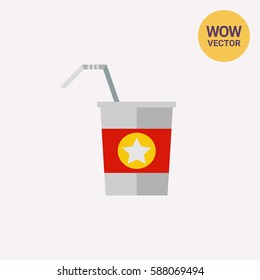 Disposable cup with straw