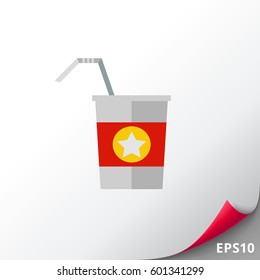 Disposable cup with straw